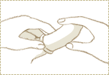 3.巻かれている部分をまっすぐにおろしていく