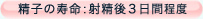 精子の寿命:射精後3日間